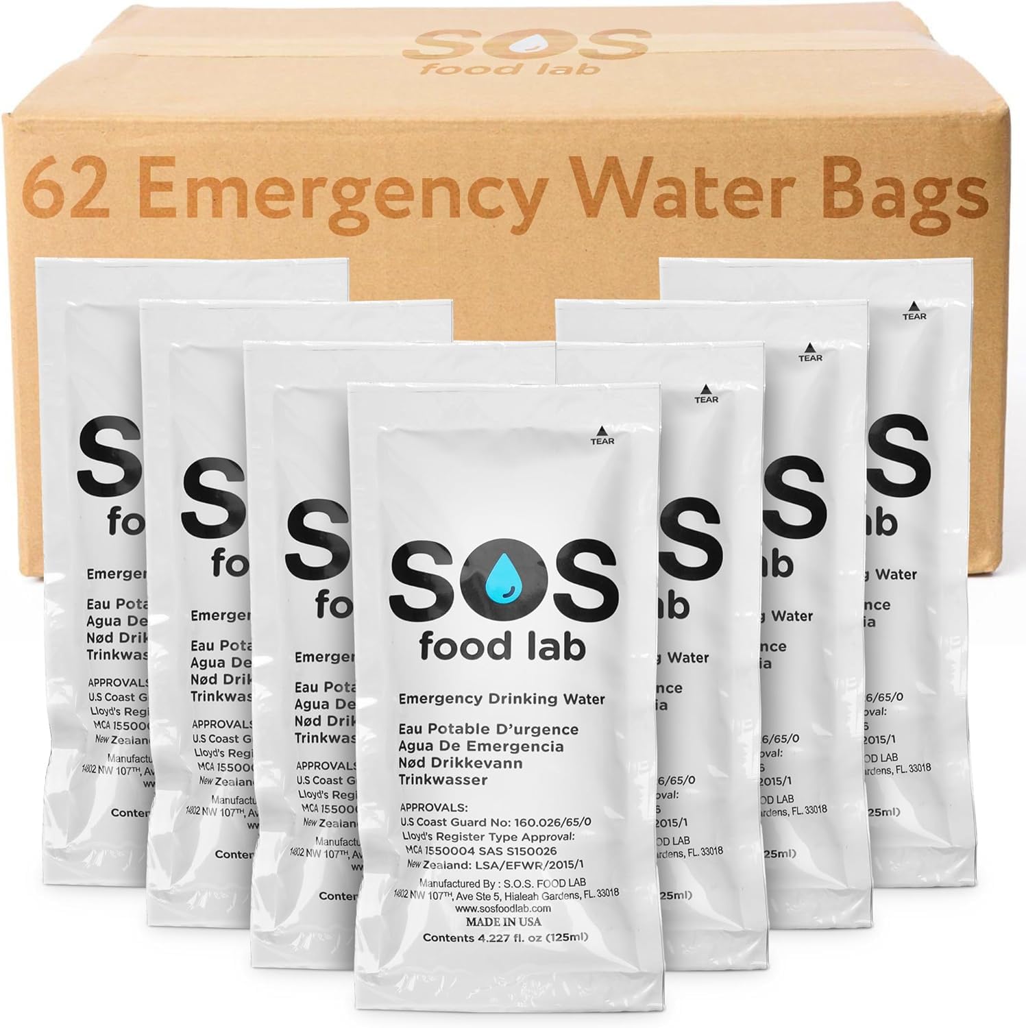 SOS Emergency Water Pouches in emergency kit