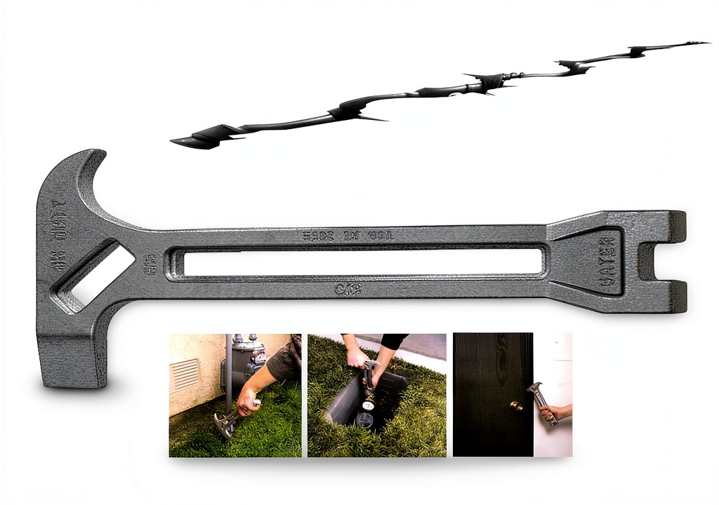 On Duty Emergency Shut Off Tool in silver aluminum with wrench