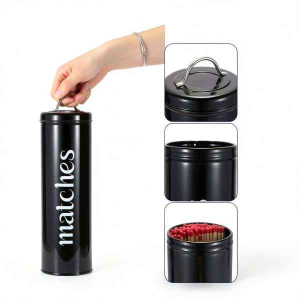 OwnMy Fireplace Matches Holder with Lid-3