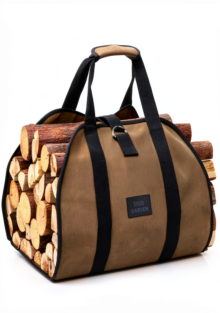 Durable firewood carrier made from waxed canvas