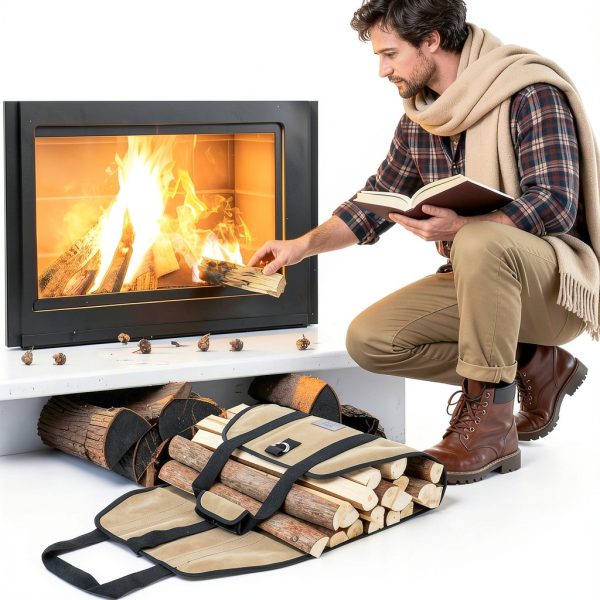 Firewood Carrier by FEED GARDEN Durable Waxed Canvas-4